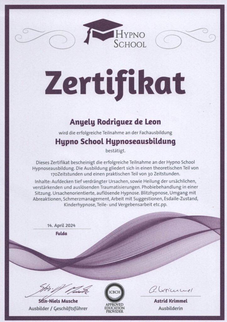 Hypnoseausbildung Anyely