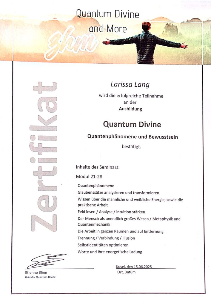 Quantenphänomene und Bewusstsein Zertifikat