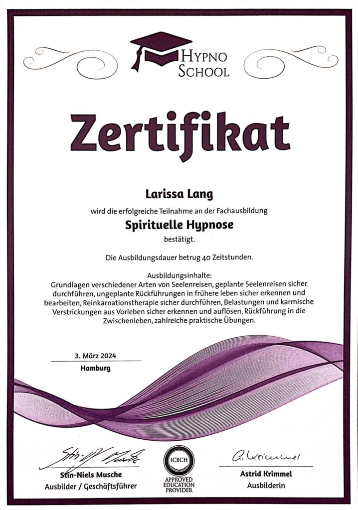 Spirituelle Hypnose Zertifikat